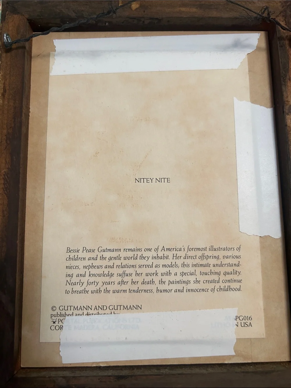 Bessie Pease Gutmann Framed Lithograph Collector Print “Nitey Nite” signed